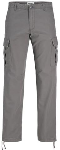 JACK & JONES Mens Cargo Combat Trouser Relaxed Fit Button Fastening Pants for Men UK, Smoked Pearl- 30W / 32L