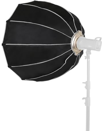 Camnoon 90 cm/35,4 Zoll Schnellverschluss Parabolic Softbox, Faltbare Umbrella Softbox mit Wabengitter, Tragetasche, Bowen-Mount für Video Light, Studio Video Licht