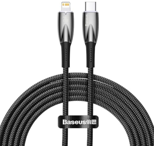 Baseus Glimmer Series Schnelllade-Datenkabel Typ C auf Lightning (20 W – 2 m), Schwarz