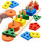 Wootoyz Holz Montessori Spielzeug ab 1 2 3 Jahr, kinderspielzeug ab 1-3 Jahr Holzspielzeug Motorikspielzeug 1-3 Jahr Babyspielzeug 1 2 3 Jahr Sortierspiel Lernspielzeug Steckpuzzle