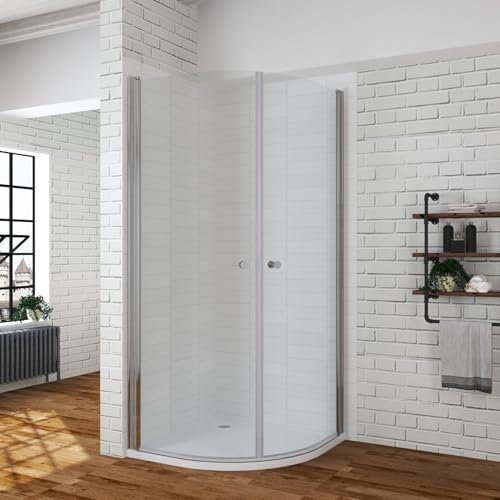 AQUABATOS Duschkabine Viertelkreis 90 x 90 cm Pendeltür Runddusche Halbrund Dusche Duschwand Glas Duschabtrennung höhe 195 cm Passend für Duschwannen Radius 55 cm Klarglas 6 mm NANO Beschichtung