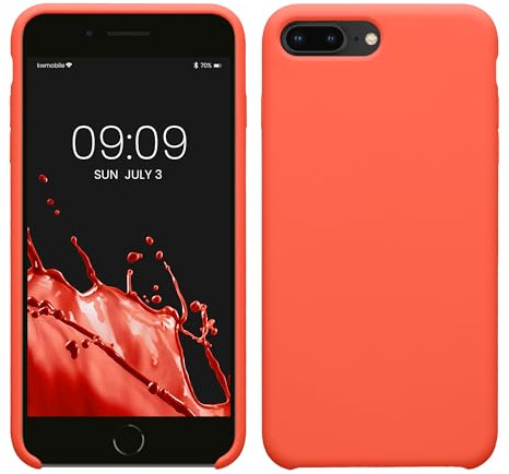 kwmobile Handyhülle für Apple iPhone 7 Plus/iPhone 8 Plus Hülle - Case Silikon - Kabelloses Laden - Schutzhülle Cover in Leuchtende Koralle