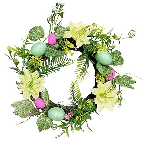 Ghirlanda pasquale primaverile imitazione uova, design decorativo per interni, fai da te, per porta d'ingresso, ghirlanda pasquale per porta d'ingresso (verde, taglia unica)