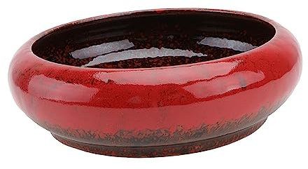 CIYODO Maceta Cerámica Creativa con Diseño Esmaltado Rojo y Orificio Macetero para Suculentas Hidroponía Resistente para Decoración Interior y Cultivo De Plantas Casa