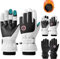 EOAMGO Skihandschuhe Herren Damen,Ski Snowboard Touchscreen Handschuhe, Fahrradhandschuhe Herren Frauen Winter,Freezer Thermo Alpin Handschuhe Extra Warm Wasserdicht (Weiß, L)
