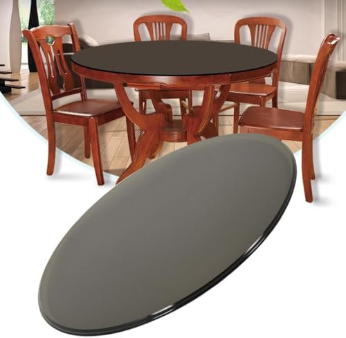 IMUNKT Plateau De Table À Manger Rond en Verre Trempé 70cm 80cm 85cm 90cm 100cm, Dessus De Table Rond, Verre Noir, 10mm Épaisseur, Verre Circulaire Plat(70cm/28inch)