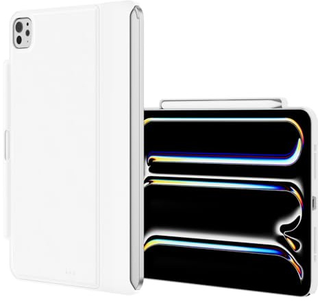 SWITCHEASY CoverBuddy - Custodia compatibile con tastiera Magic Keyboard 2024 per iPad Pro (M4), spessore e dissipazione del calore migliorati [tastiera non inclusa], bianco (pelle)