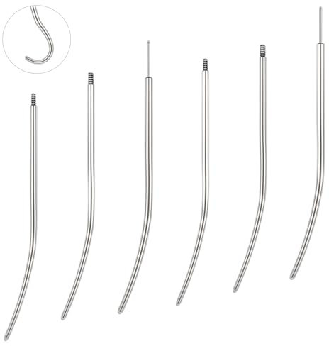 BodyAce 16G 18G 20G Piercing Tapers Kann Beliebig Gebogen Werden, Gewindefreier Stretching Kit Anschrauben Assistant Tool, Piercing Insertion Pin für Ohr/Nase/Lippe