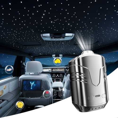 Bobillow Auto Sternenprojektor mit Smart Lufterfrischer Diffusor, Weihnachten Auto Innendekoration, Deckenleuchten mit 6 Düften, Vent Clip Dach Akzentlicht mit Sternenhimmel, Auto On/Off
