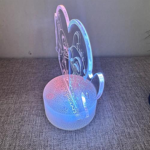 EleBikk Lampe Stitch, Veilleuse Stitch 3D, Lampe LED Anime 3D Illusion pour Enfants, 7 Couleurs, Avec Télécommande à Intensité Variable, Veilleuse Stéréoscopique, Cadeau pour Enfants