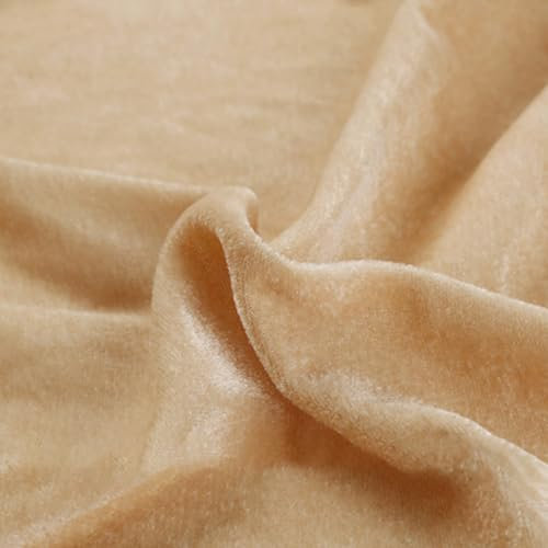 Anevous 3m x 165cm Pannesamt Stoff Meterware für Deko, Samt ähnliche Dekostoff, Stoffe zum Nähen, Samtstoff Basteln und Bekleidung Für Kleidung Vorhänge Gardinen Bühne Tischdecke Deko,Beige