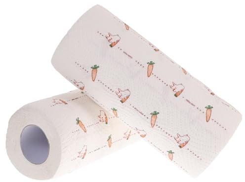 HONMEET 2 Rollen Küchenpapier Handtücher aus Zellstoff mit 55 Blatt Einfach Abreißbar und Praktisch Bedruckt mit Stilvollen Mustern für Haushalt und Küche