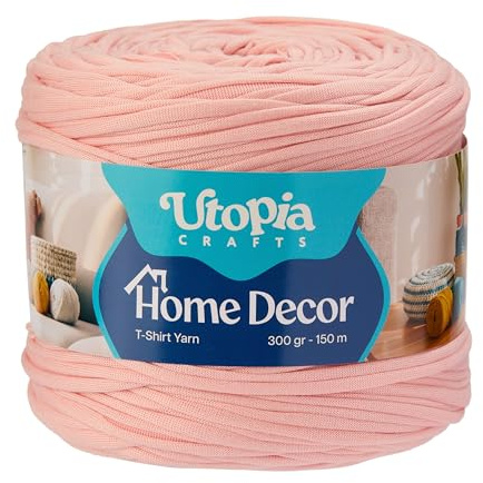Utopia Crafts T-Shirt Garn Textilgarn Häkelgarn für Taschen 300 g (Hellrosa)