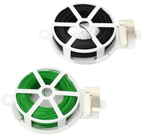 Daleweo 100 m Filo di Ferro Plastificato Verde e Nero, Filo per Legare Pomodori, Giardini, Fiori e Piante Rampicanti, Flessibili Legatura Pomodori con Taglierino per Una Facile Maneggevolezza