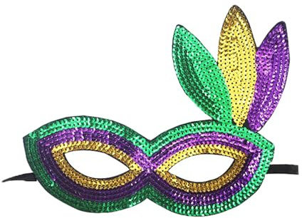Generisch Venezianische Maske Damen Drei Farben Gold Lila Grün Halbmaske Pailletten Augenmaske Maskenball Maske Elegant Party Dekoration Makeup Halloween Karneval Maskerade Celebration
