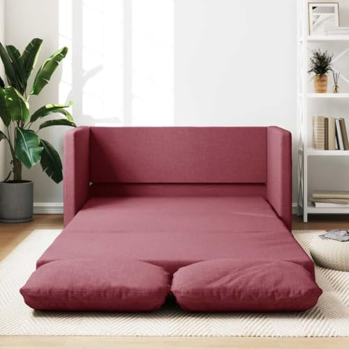 Owoxanthellate Schlafsofa 2in1 Bodensofa mit Schlaffunktion Weinrot 112 x 174 x 55 cm Stoff Metall Rahmen Modernes Design Robust und Langlebig für Wohnzimmer Schlafzimmer Gästezimmer
