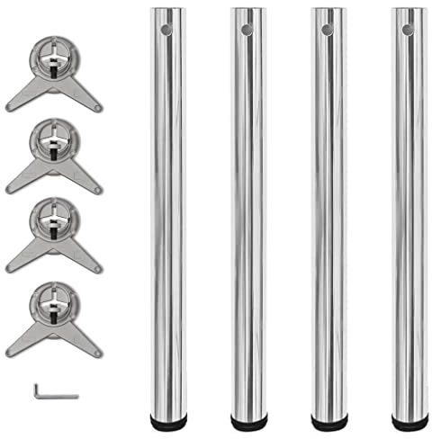 Teenpull 4X Höhenverstellbare Tischbeine Chrom 710-720mm, Robuste Eisen Metall Möbelfüße für Schreibtisch, Theke, Arbeitsplatte, Einfache Montage, Stabil & Langlebig, 4er Set