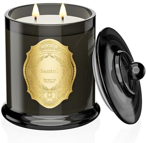 M&SENSE Duftkerze Große|Santal Duftkerzen im Glas|2-Docht 360g Natürliches Sojawachs|70 Stunden Brenndauer|Kerzen Geschenke für Frauen & Männer