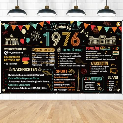 Afritee Deko 50 Geburtstag Banner Mann Frau, Vintage-Farben Zurück in 1976 Geburtstag Hintergrund Deko, 50 Jahre Party Banner Party-Poster Dekoration 110 X 180cm