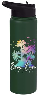 Bora Bora Tahiti Beach Vacation Vintage Souvenir Stainless Steel Insulated Water Bottle