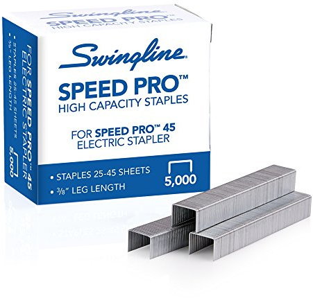 Swingline Staples, Heavy Duty, 3/8 Length, 25-45 Sheet Capacity, 210/Strip, 5000/Box, 1 Pack, Speed Pro (35465)