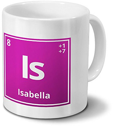 Tasse mit Namen Isabella als Element-Symbol des Perioden Systems - pink - Namenstasse, Kaffeebecher, Mug, Becher, Kaffeetasse