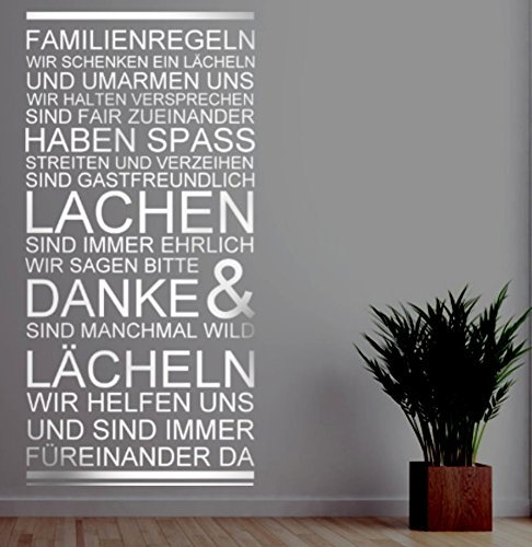 timalo® Wandtattoo Familienregeln Familie Zuhause Wohnzimmer Flur Spruch Banner 1pt2-1-pk27 ab 14,90€ (H 180 cm x B 58cm)