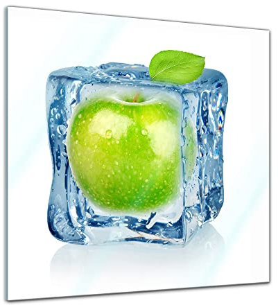 Bilderdepot24 Glasbild - Eiswürfel Apfel - 20x20 cm - Deko Glas - Wandbild aus Glas - Bild auf Glas - moderne Bilderdepot24 Glasbilder - Glasfoto - Echtglas