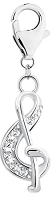 ANDANTE Silber Charm Anhänger Violinschlüssel Pavé mit funkelnden Kristallsteinen + Organzasäckchen