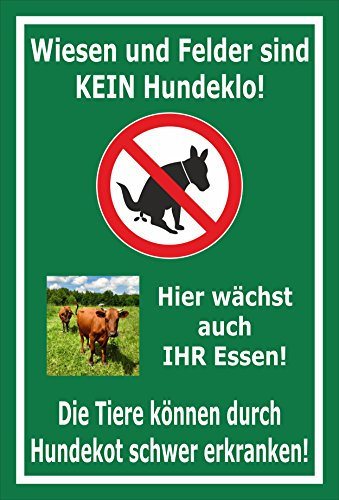 Melis-Folienwerkstatt Schild Wiesen Felder kein Hundeklo - 30x20cm - Bohrlöcher - 3mm Hartschaum – 20 VAR S00187-033-G