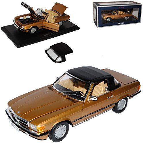 Norev Mercedes-Benz 300SL R107 Cabrio Gold Metallic mit Soft Top 1971-1989 Ab 1985 1/18 Modell Auto