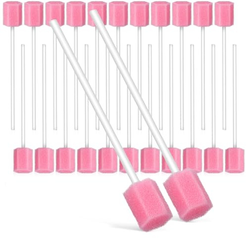 Rosenice Oral Care Sponge Swabs 100-Pack Mouth Sponges on Stick for Hydration Soft and Gentle Mouth Swabs Oral Cleaning Tooth Cleaning Tools for The Elderly, Babies, and Pets