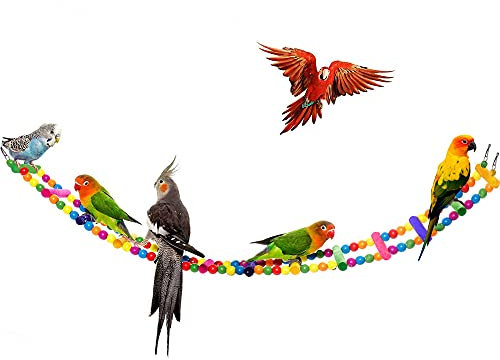 SunGrow Puente de escalera para pájaros, 70 x 10 cm, madera en bruto y tinte comestible, adecuado para aves pequeñas y medianas, 1 pieza