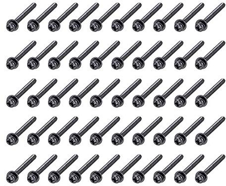 sourcing map M3 x 30mm Carbon Steel Phillips Pan Head Machine Screws Bolts Combine with Spring Washer and Plain Washers 50pcs