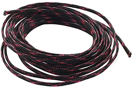 Othmro 1Pc Cable Management Sleeve, Braided Cable Tidy Black and Pink, 5m Cable Organizers Cable Protector Wire Tidy for TV/PC USB Cable, 4mm Width