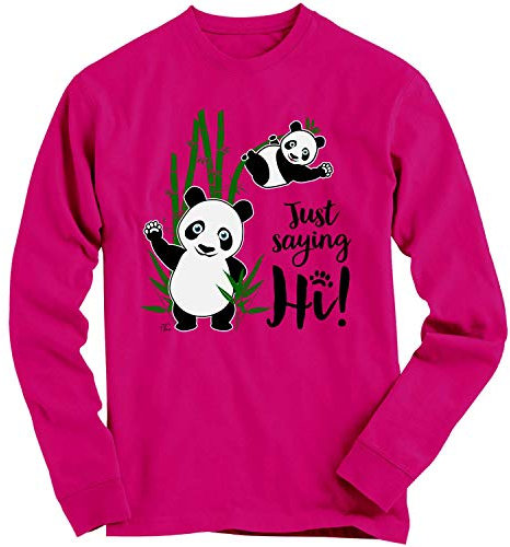 1Tee Girls Just Saying Hi, Panda Sweatshirt Jumper Hot Pink 7-8 Years