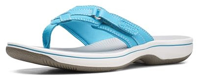 Clarks Women's Breeze Sea Flip Flop, Aqua Synthetic, 4.5 UK