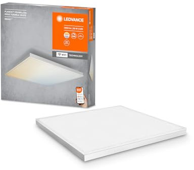 LEDVANCE Smarte LED Deckenleuchte, Panel für Innen mit WiFi Technologie, Lichtfarbe änderbar (3000K-6500K), 450mm x 450mm, Kompatibel mit Google und Alexa Voice Control, SMART+ WIFI PLANON FRAMELESS