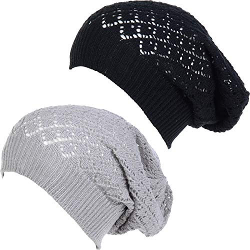 BYOS luftige Strickmütze für Damen, mit Zopfmuster, leicht, lässig, gehäkelt, Strickmütze - - Einheitsgröße