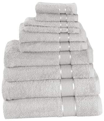 Mixibaby 10 TLG. Handtuchset 2X Badetuch 2X Duschtuch 2X Handtuch 2X Gästetuch 2X Waschlappen, Farbe:Grau
