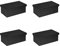 OSCO Black Faux Leather DVD BOX | 4 Pack | Holds 26 DVDs | Shoe Storage | Stackable | Blue Ray | CDs | VHS | 38.5L x 23W x 15H cm