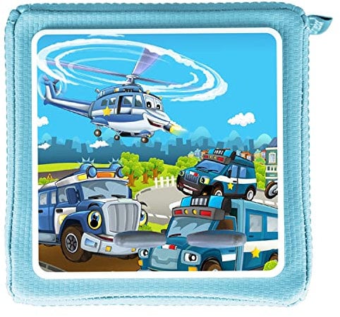 MeinBaby123® Schutzfolie kompatibel mit Toniebox | Schutzcover selbstklebend | Aufkleber passgenau I Folie Sticker I Toniebox Zubehör | Lustige Polizei-Fahrzeuge