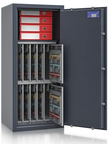 Secureo SafeHero Schlüsseltresor/Schlüsselsafe für 560 Schlüssel Osprey Key 7-BB | Klasse 1 EN 1143-1 | Elektronisches Zahlenschloss | 10 ausziehbare Wände + 1 Fachboden | 1150x500x420 mm (HxBxT)