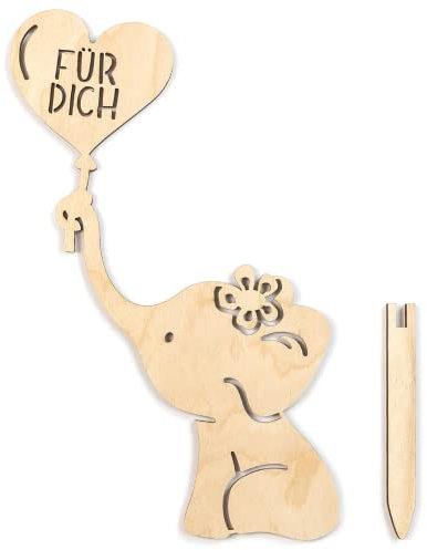 Ocasy Grabstecker Elefant, DIY Grabdeko mit Botschaft für EIN Sternenkind, Grabschmuck aus Holz, Blumenstecker zum Andenken