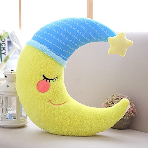 TRAVELKNOT Mondkissen Gelb Mond Kissen Niedliches Mondform Kuscheltier Flauschige Plüschtier Dekor Weihnachten Geburtstags Geschenk for Kind Jungen