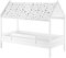 Erst-Holz Weißes Himmelbett m Himmel u Fallschutz Kinderbett Hausbett 90x200 Massivholz Einzelbett weiteres Zubehör wählbar V-60.58-09W, Ausstattung:Rollrost und Matratze inkl.