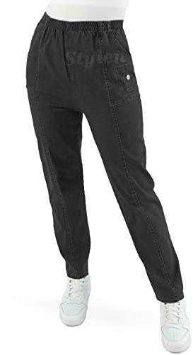URBAN STITCH Women Jeans Ladies Stretch Trousers High Waist Rise Elasticated Pull On Straight Leg Denim Soft Pants Plus Size Casual Wear