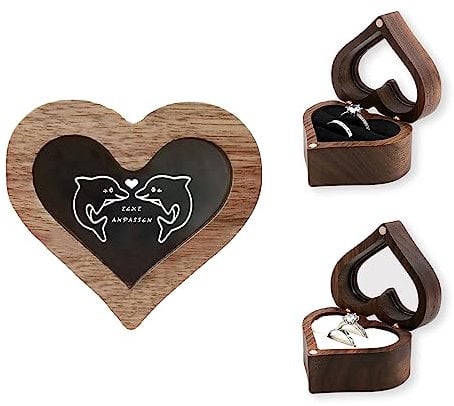 LAIFU Personalisiert Ringkissen Hochzeit Holz mit Namen & Datum Personalisiert für Eheringe mit Gravur