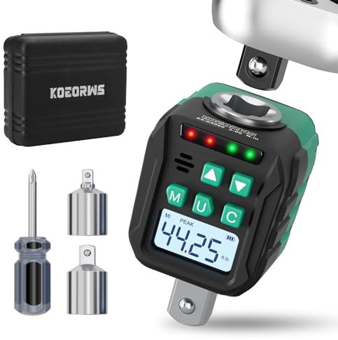 KOEORWS TOOLS 1/2 Digital Torque Adapter (2.21-44.25 ft.lb/3-60N.m), Digital Torque Wrench Converter Drive with Buzzer & LED Indicator Organized in Storage Case