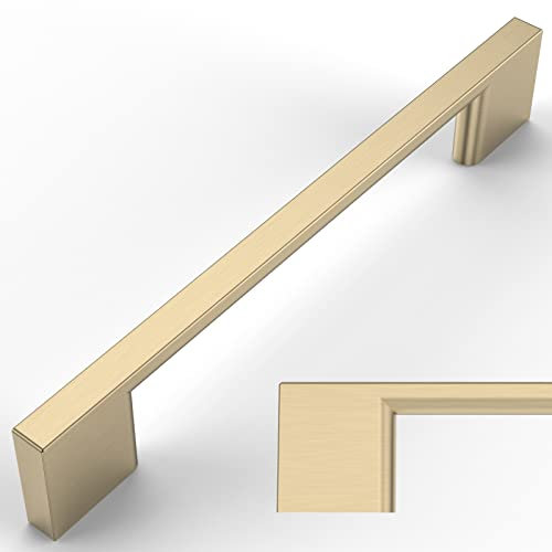 Amerdeco 10 Stück Möbelgriffe Gebürstetes Messing, 128mm Lochabstand, Zinc alloy Schubladengriffe & Schrankgriffe für Küchenschränke & Kleiderschränke UK0022